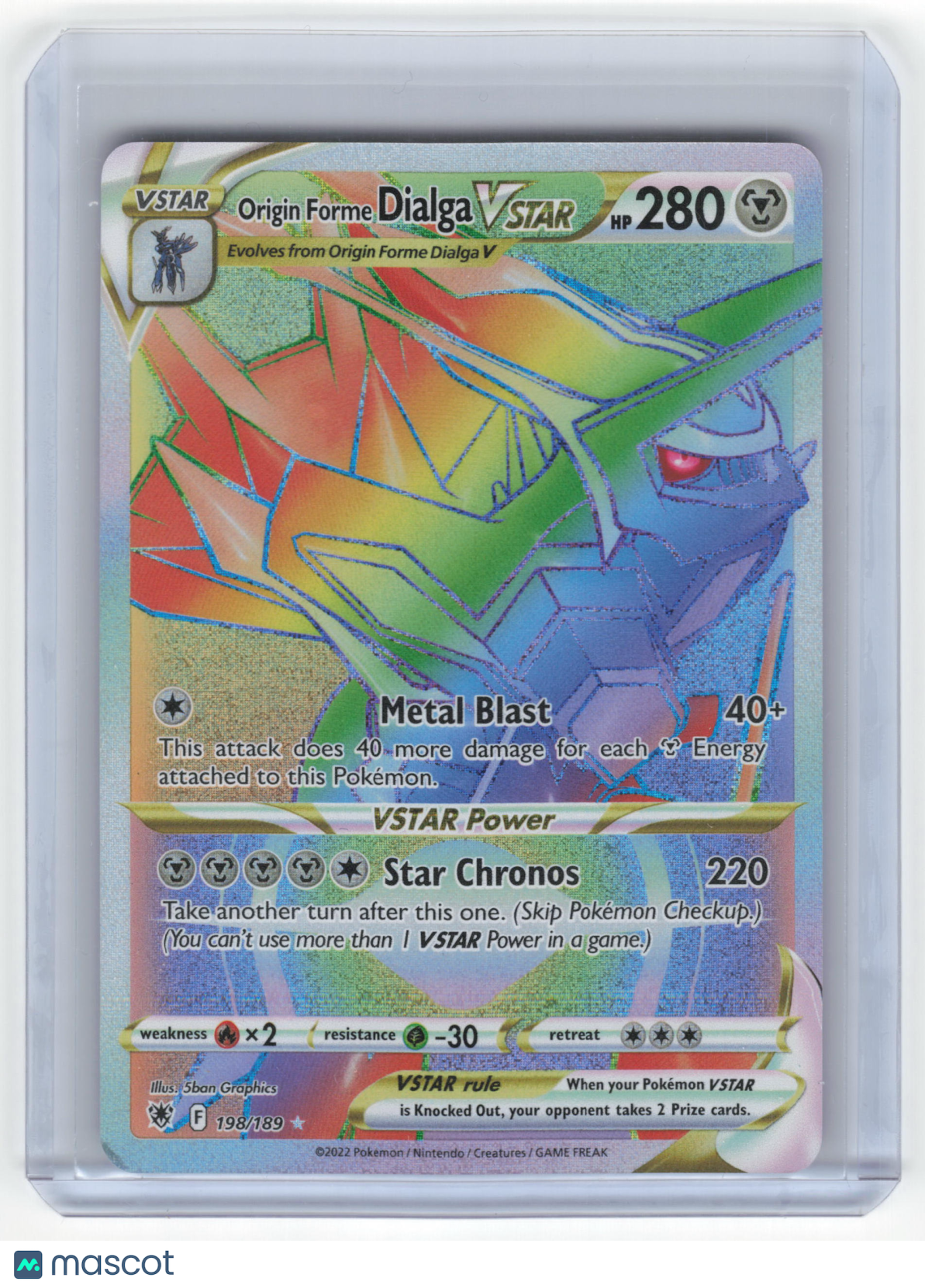 2022 Pokemon Origin Forme Dialga VSTAR Astral Radiance Secret Rare #198/189 NM