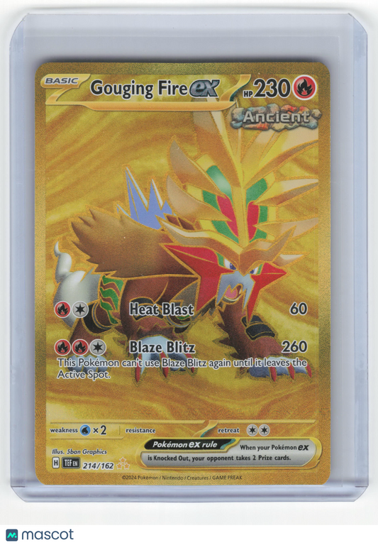 2024 Pokemon Gouging Fire EX Temporal Forces Hyper Rare Gold #214/162 NM