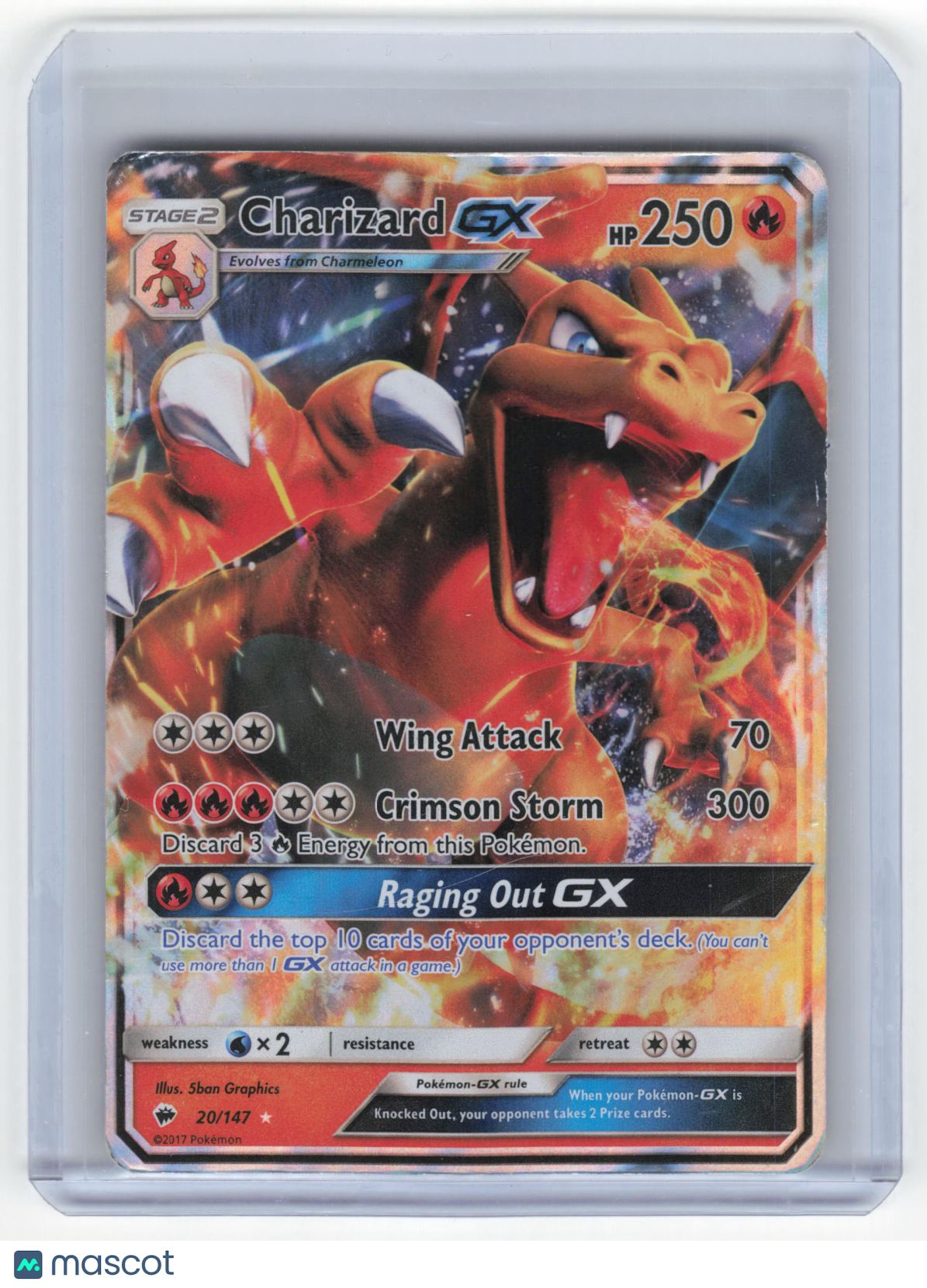 2017 Pokemon Charizard GX Burning Shadows Rare Holo #20/147 (Damaged)