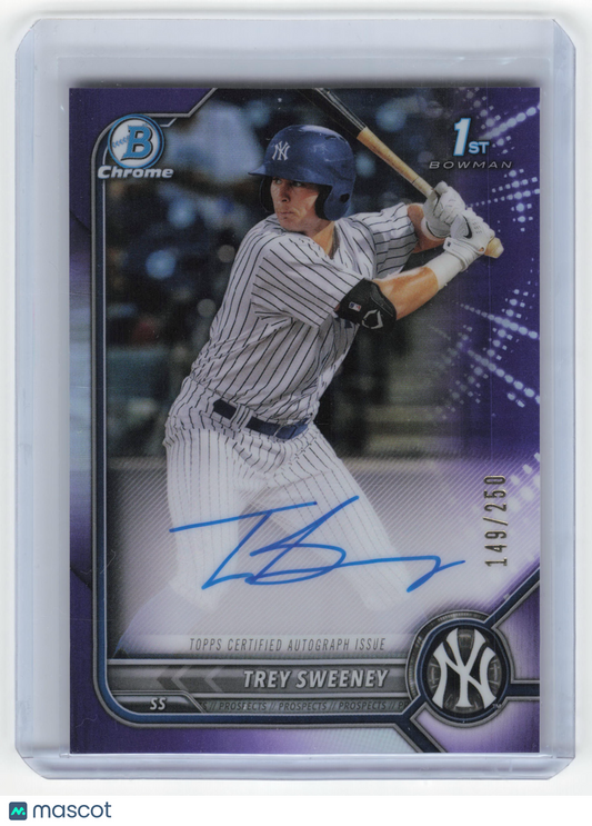 2022 Bowman Chrome Prospect Auto Trey Sweeney 149/250 Purple Refractor #CPA-TS