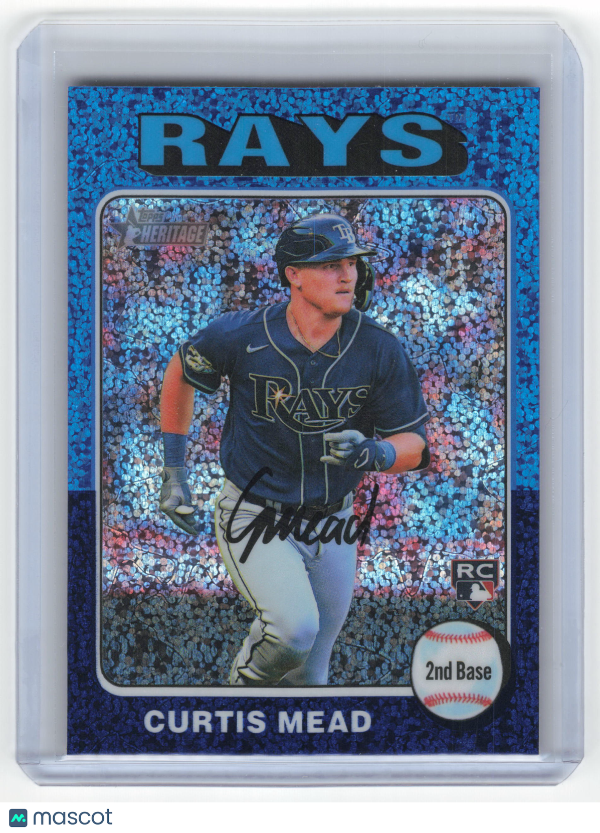 2023 Topps Heritage Baseball Curtis Mead RC Blue Sparkle Refractor #176 NM