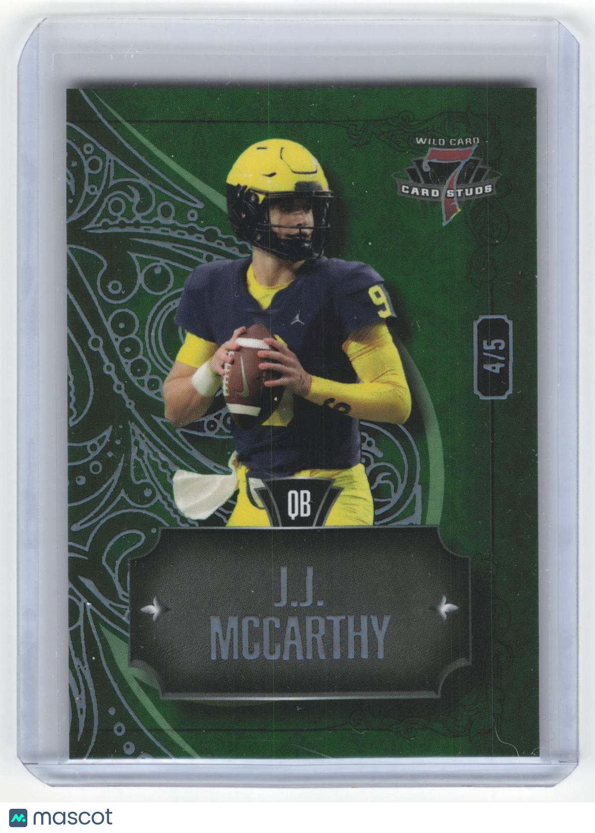 2023 Wild Card 7 Card Stud Football J.J. McCarthy 4/5 Green #7CSL-33 Near Mint