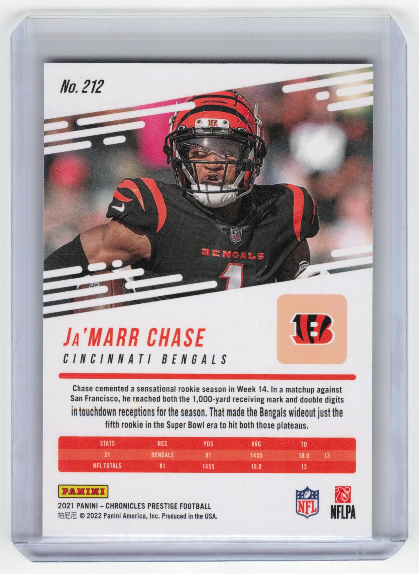 2022 Panini Prestige Football Ja'Marr Chase RC 88/99 Extra Points #212 Near Mint