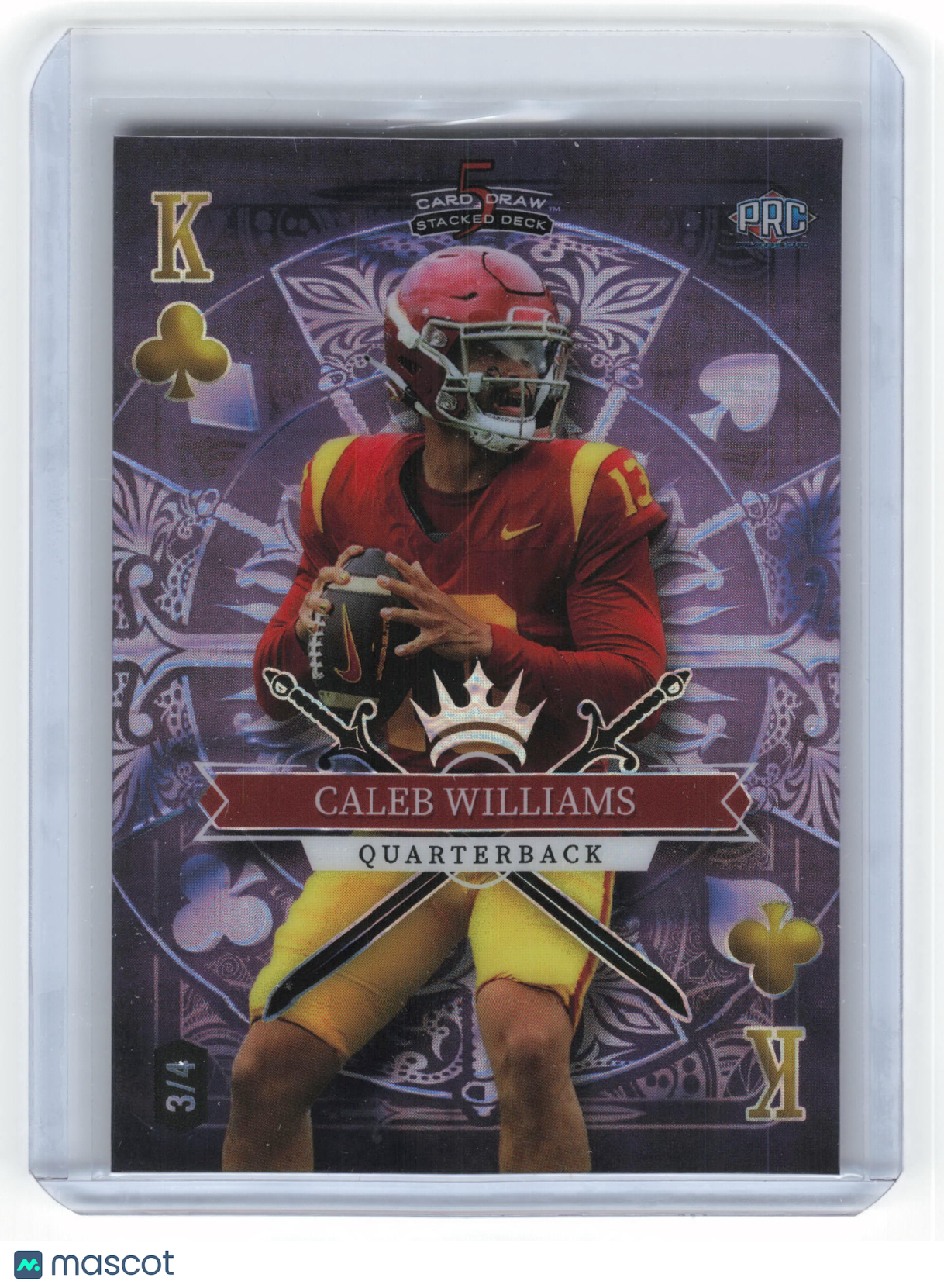2023 Wild Card 5 Card Draw Stacked Deck Caleb Williams 3/4 Purple Stealth #SD-CW