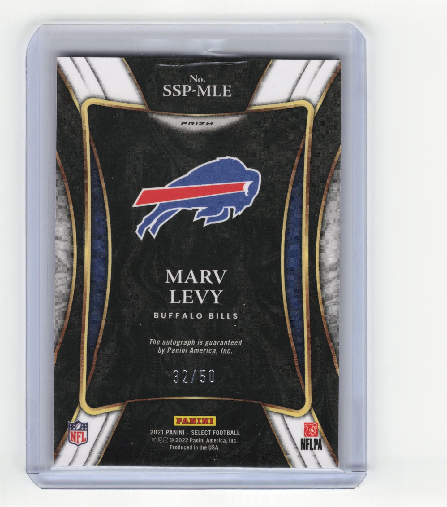 2021 Panini Select Football Marv Levy Autograph 32/50 Prizm #SSP-MLE Near Mint