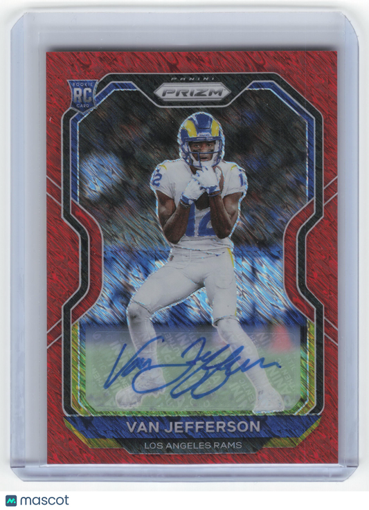 2020 Panini Prizm Football Van Jefferson 07/35 RC Red Shimmer #377 Near Mint