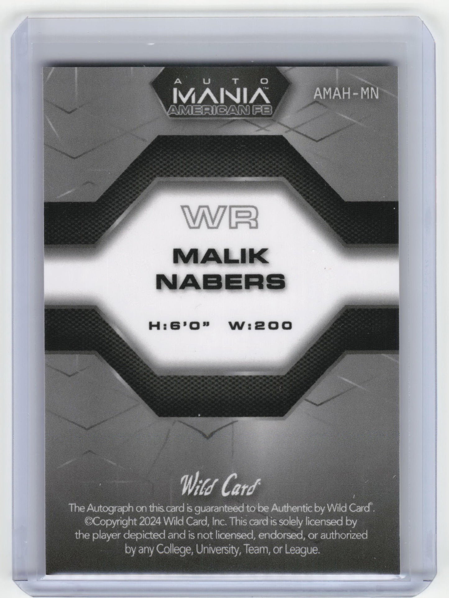 2024 Wild Card Auto Mania American Football Malik Nabers Rookie 2/5 #AMAH-MN NM