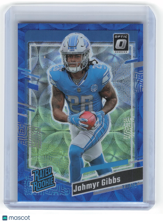 2023 Panini Donruss Optic Football Jahmyr Gibbs Optic Preview Blue Scope #331 NM