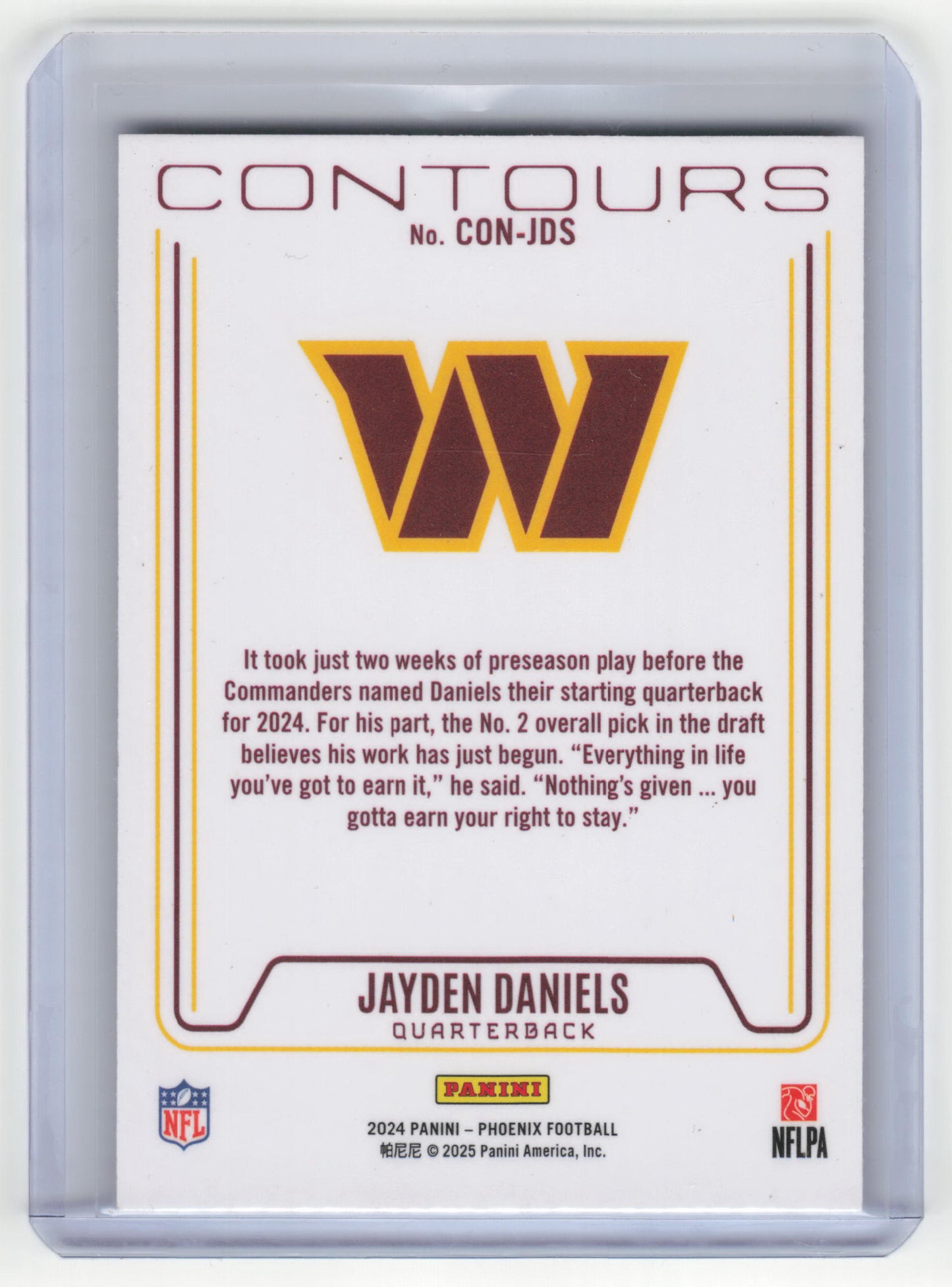 2025 Panini Phoenix Contours Football Jayden Daniels RC #CON-JDS Near Mint