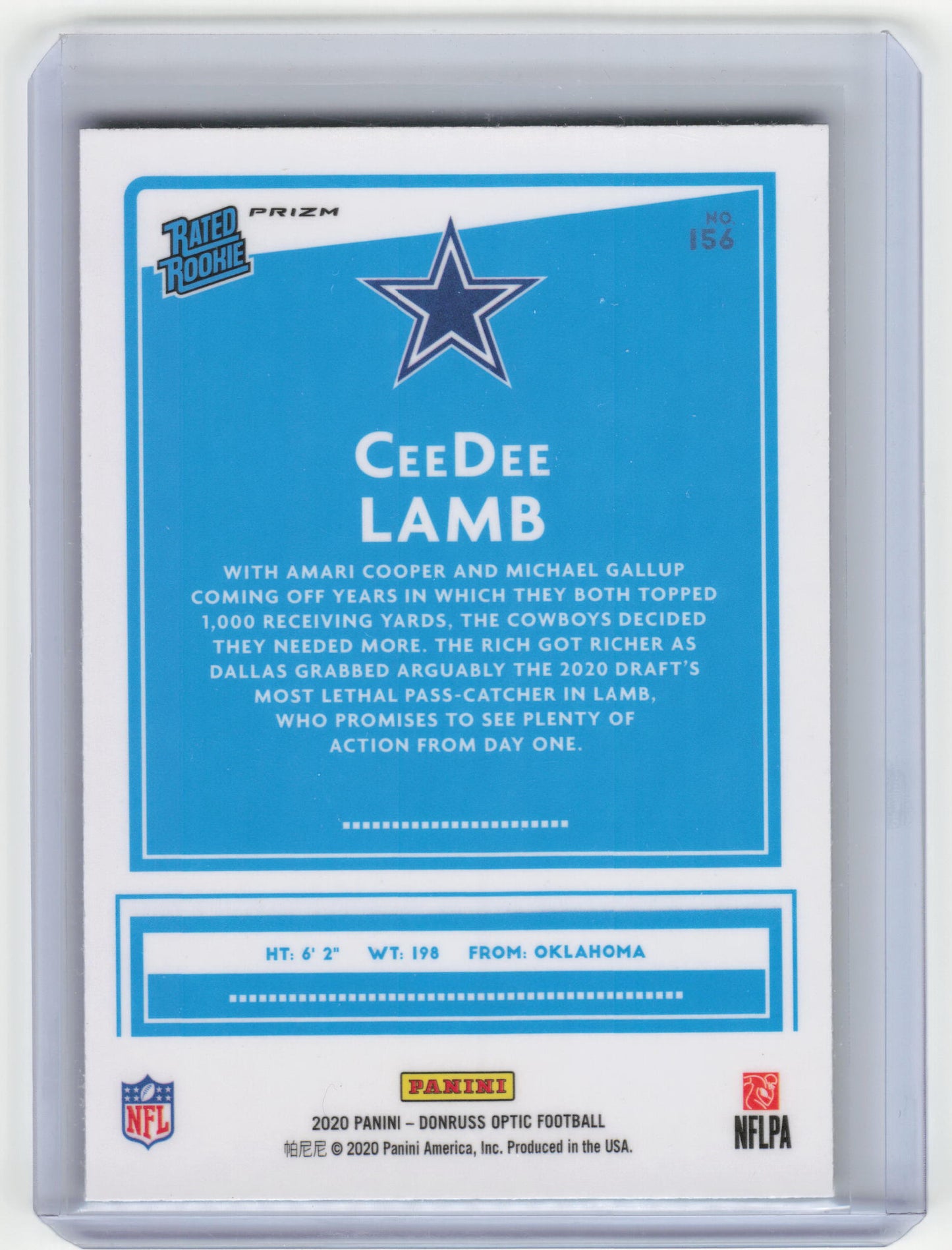 Panini 2020 Donruss Optic Football CeeDee Lamb Green Velocity #156 Near Mint