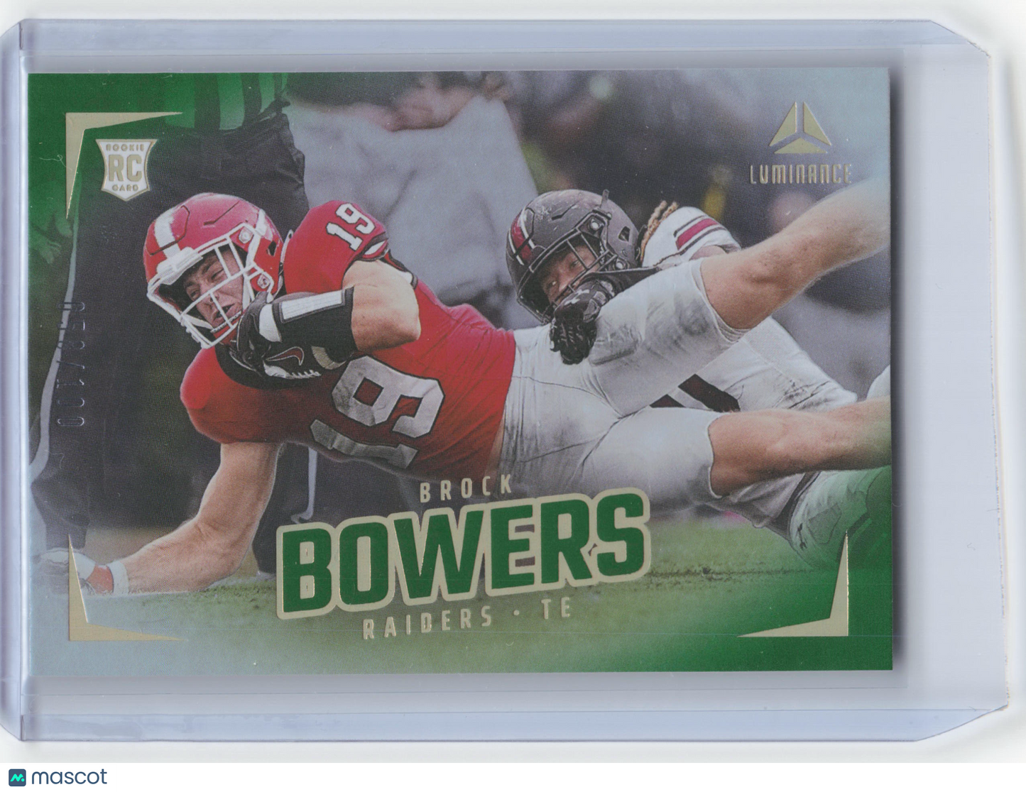 2024 Panini Luminance Football Brock Bowers 058/100 RC Green #186 Near Mint