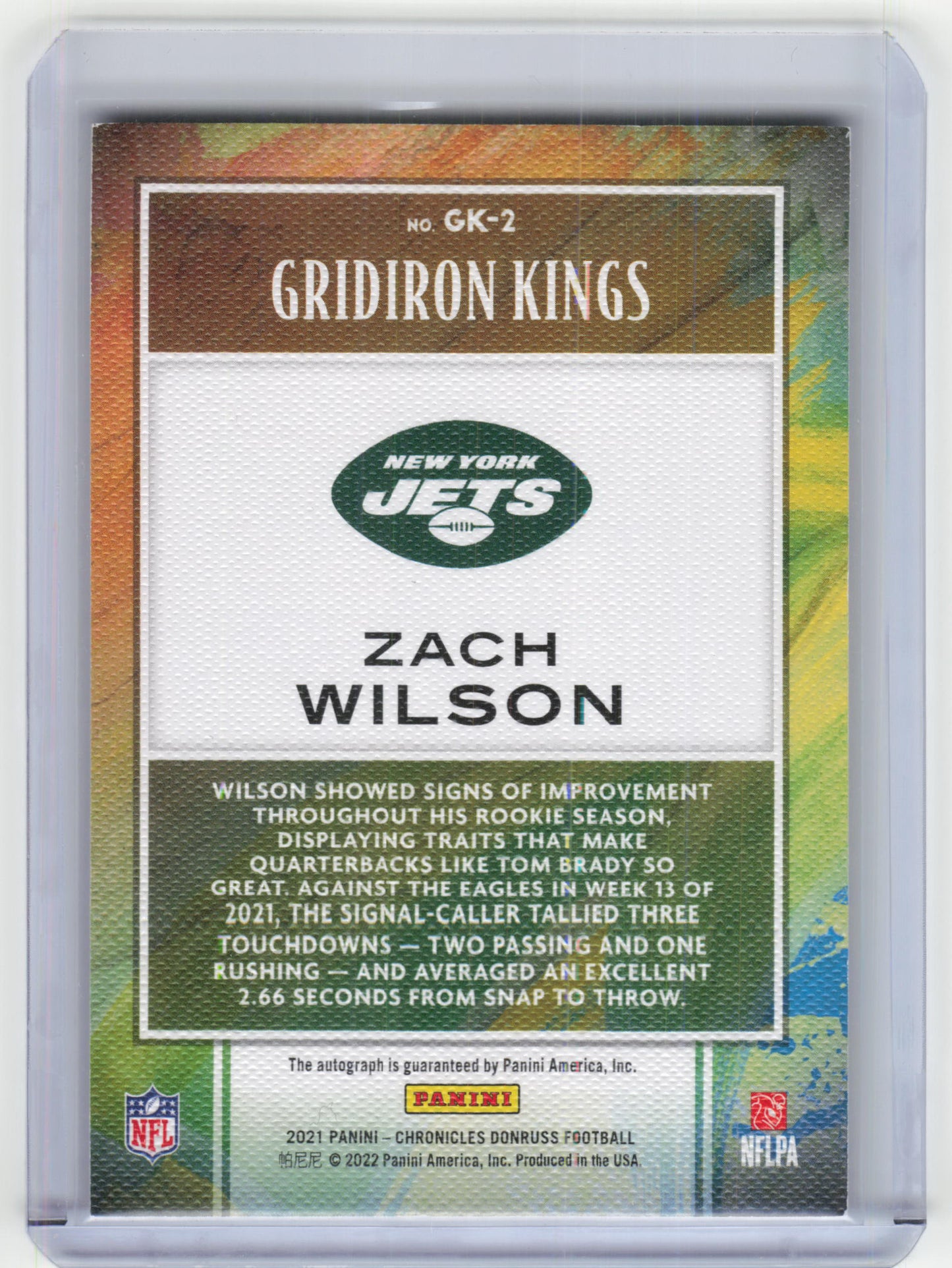 2022 Panini Chronicles Donruss Gridiron Kings Zach Wilson Autograph Red #GK-2 NM