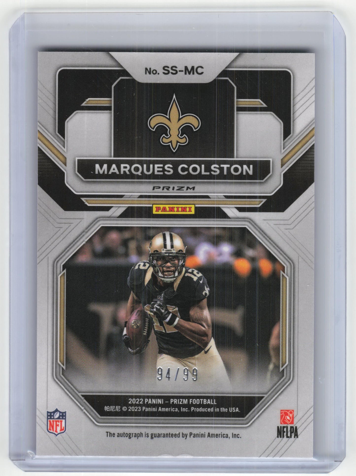 2023 Panini Prizm Sensational Signatures Marques Colston 94/99 Blue Ice #SS-MC
