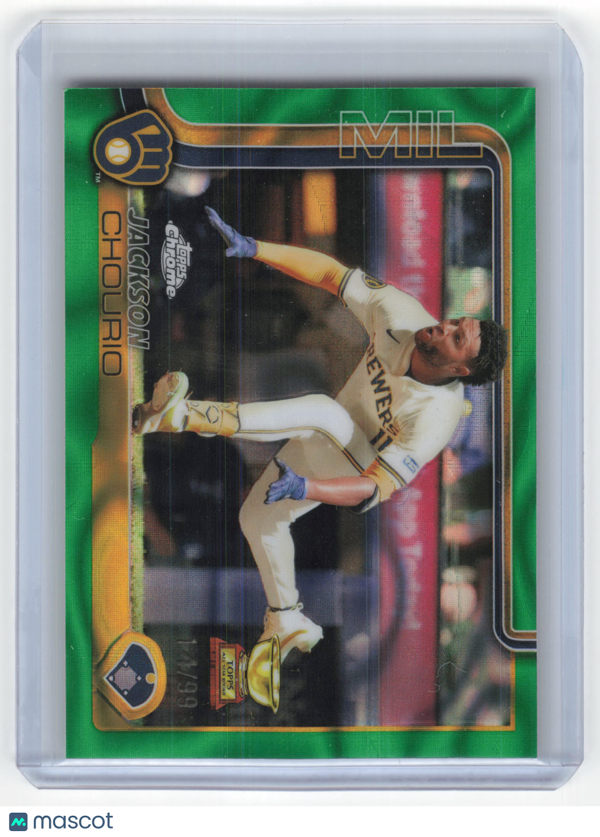 2025 Topps Chrome Baseball Jackson Chourio 14/99 Green Lava #262 Near Mint