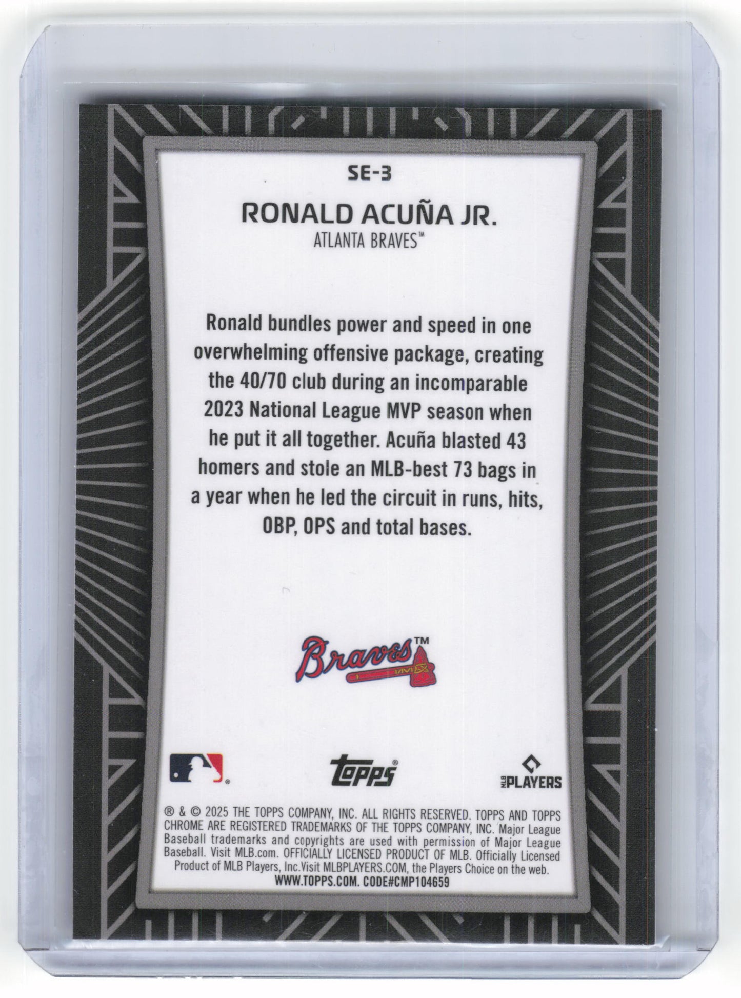 2025 Topps Chrome Baseball Ronald Acuña Jr. 40/70 Shadow Etch #SE-3 Near Mint