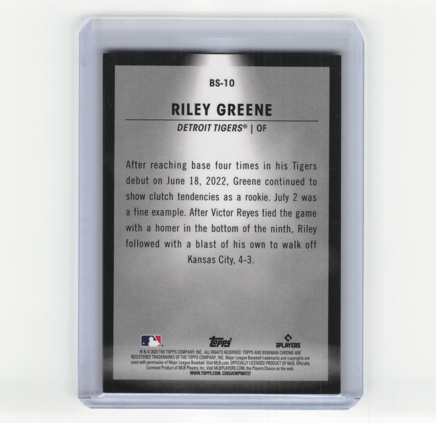 2023 Chrome Bowman Spotlight Riley Greene RC 102/150 Atomic Refractor #BS-10 NM