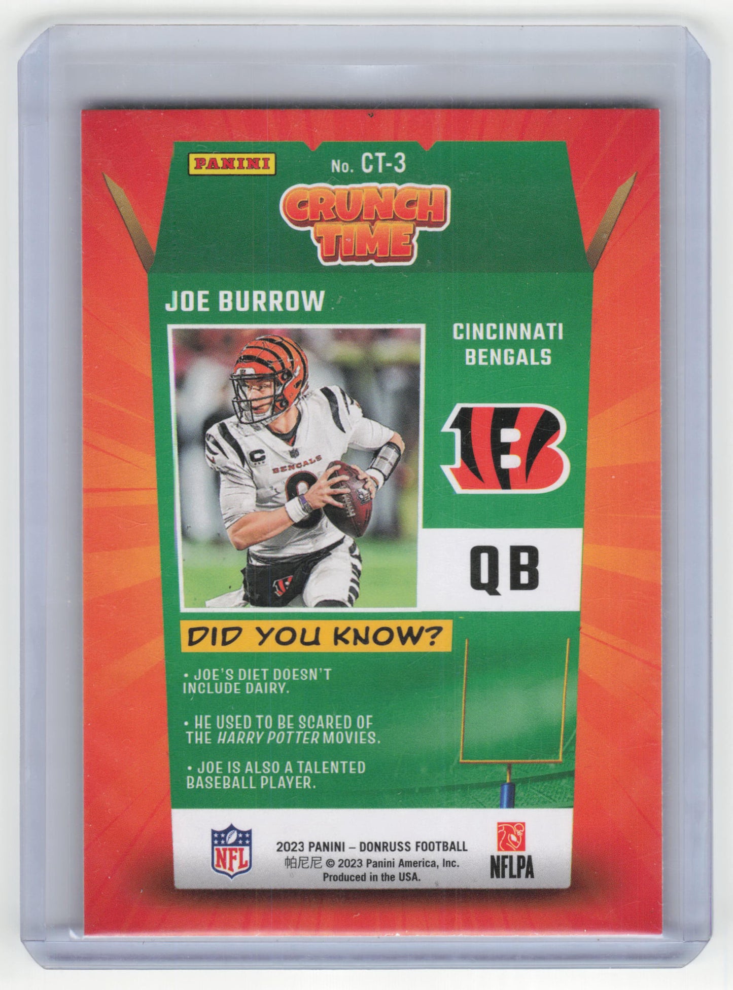 2023 Panini Donruss Crunch Time Football Joe Burrow #CT-3 Near Mint