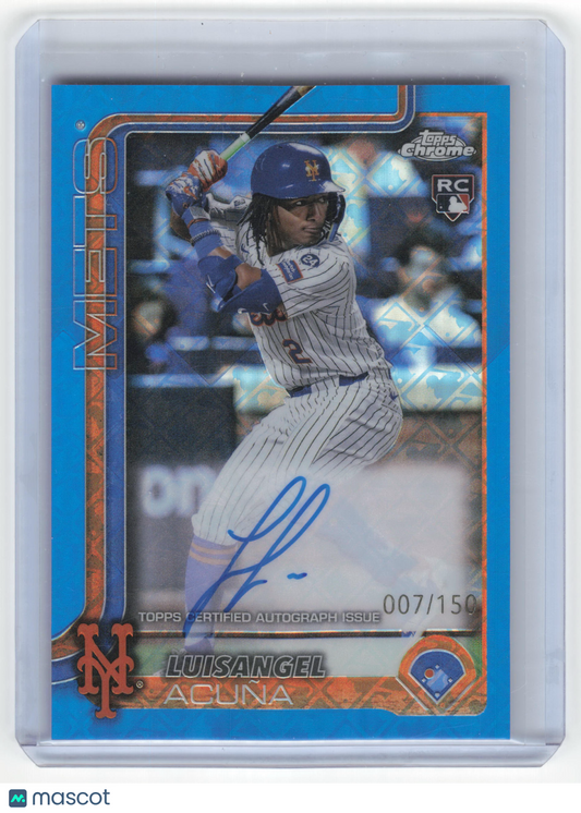 2025 Topps Chrome Baseball Luisangel Acuña Autograph 007/150 RC Blue #RA-LA NM