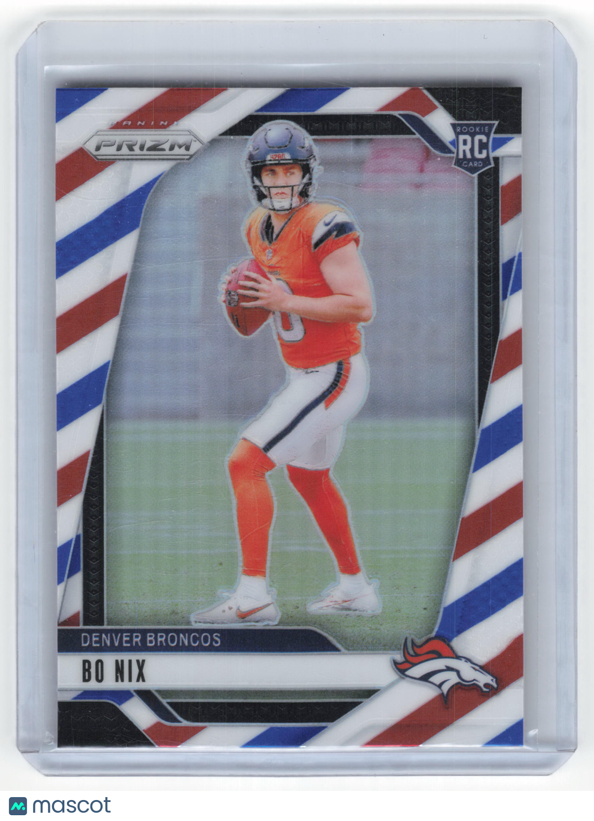 2024 Panini Prizm Football Football Bo Nix RC Red White Blue #309 Near Mint
