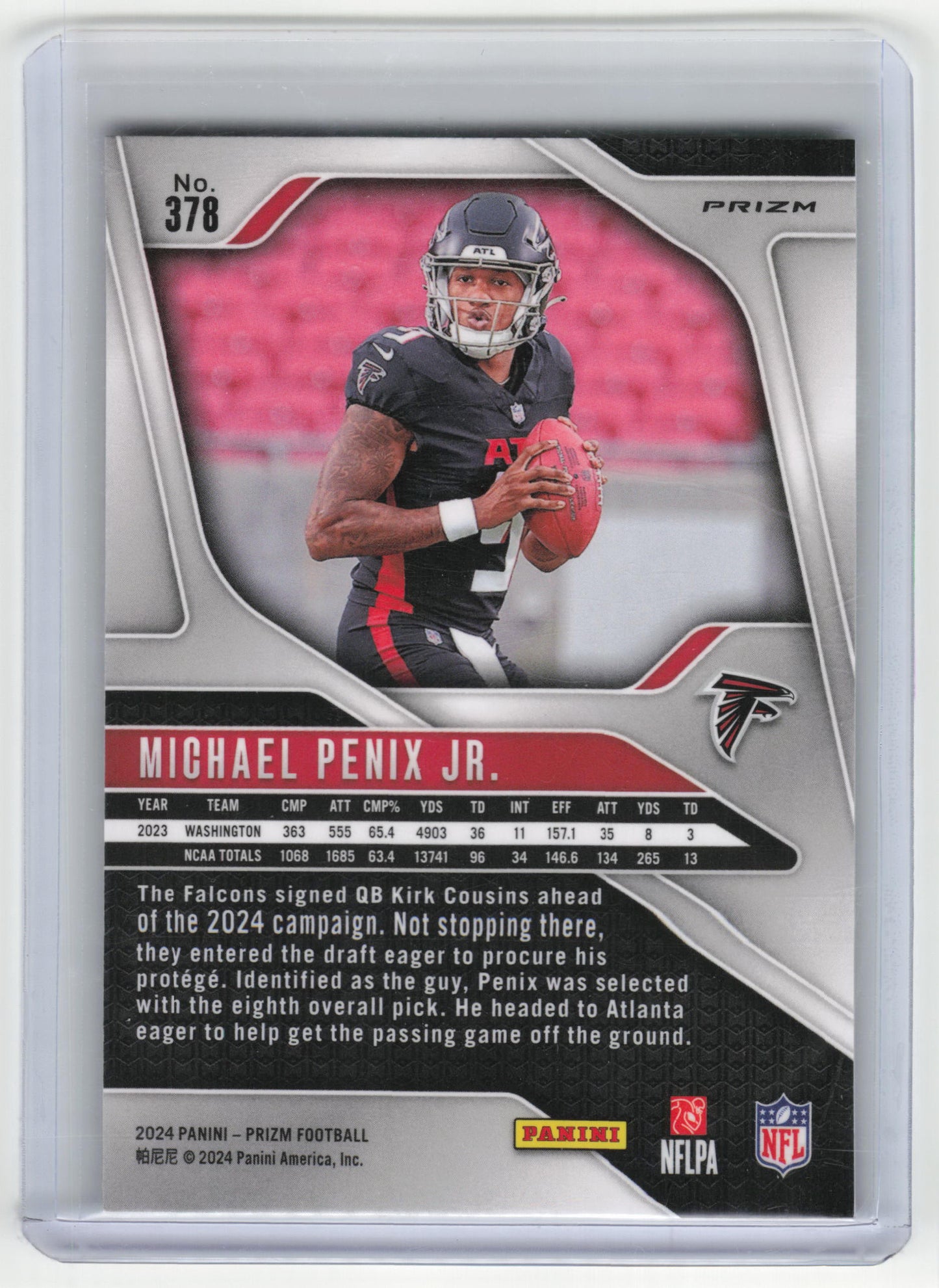 2024 Panini Prizm Football Michael Penix Jr. RC Neon Green Pulsar #378 Near Mint
