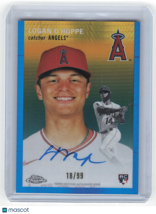 2023 Topps Chrome Platinum Logan O'Hoppe Autograph 18/99 RC Blue Prism #CPA-LO