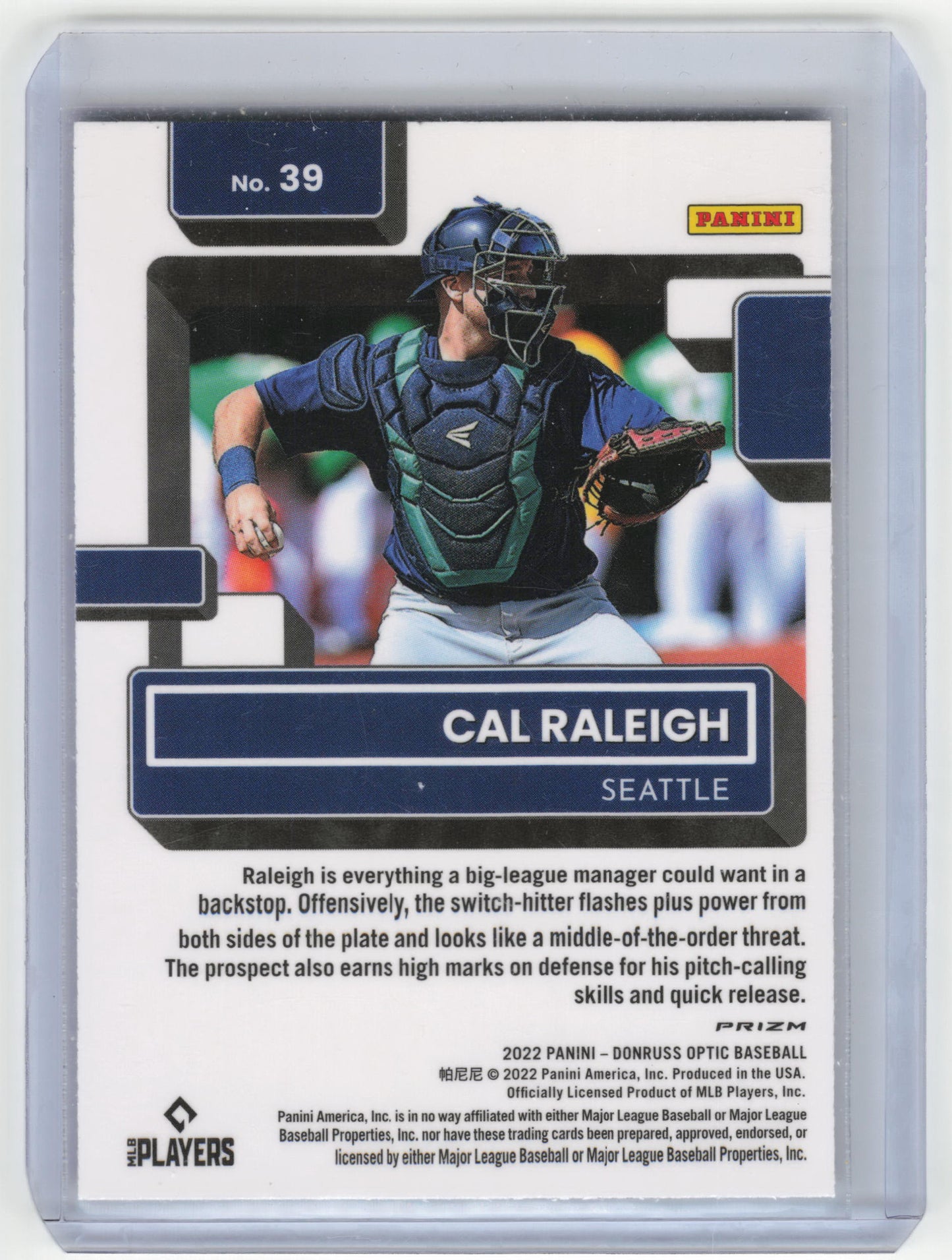 2022 Panini Donruss Optic Baseball Cal Raleigh Silver Holofoil #39 Near Mint