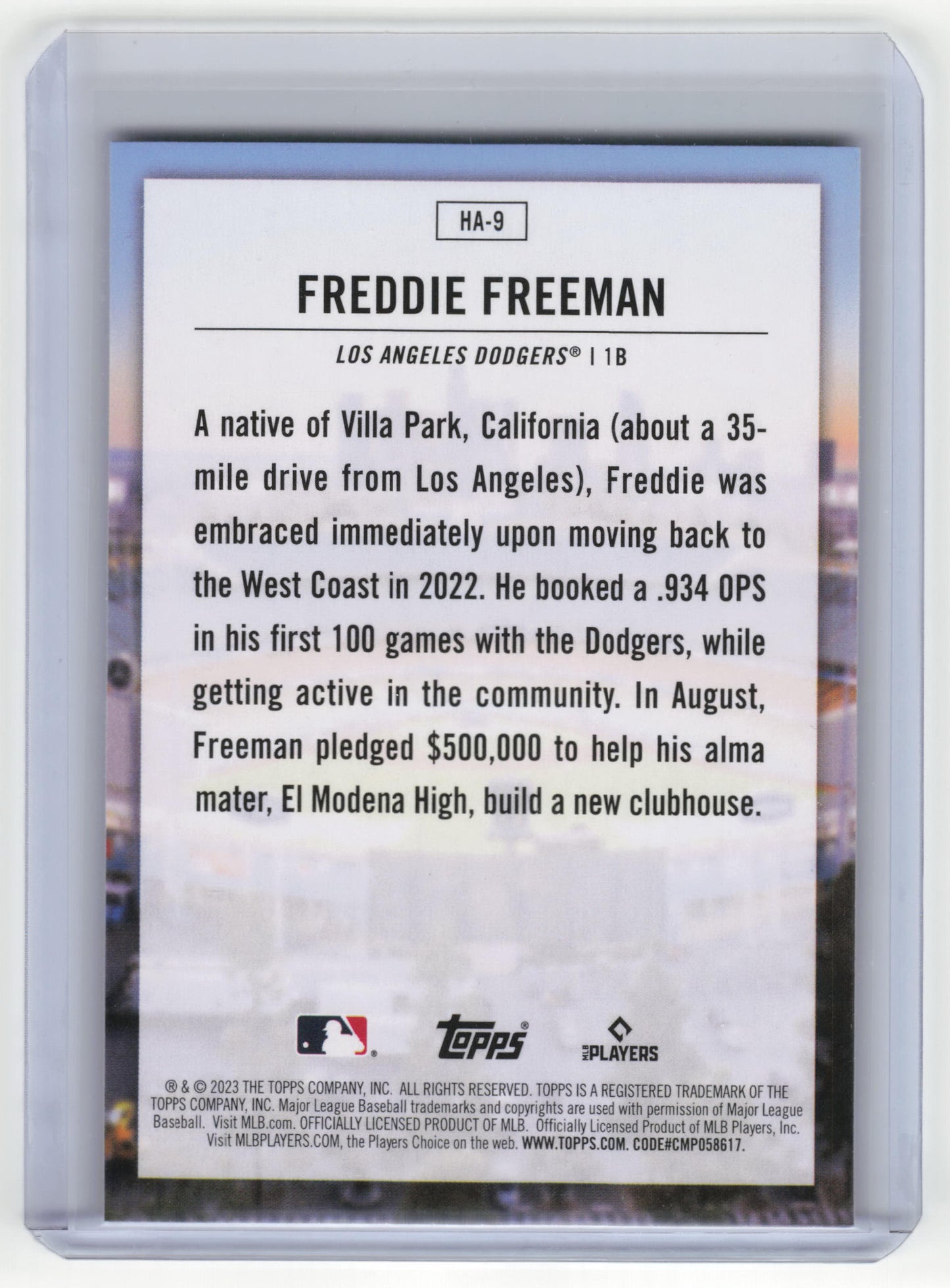 2023 Topps Home Field Advantage Baseball Freddie Freeman #HA-9 Near Mint