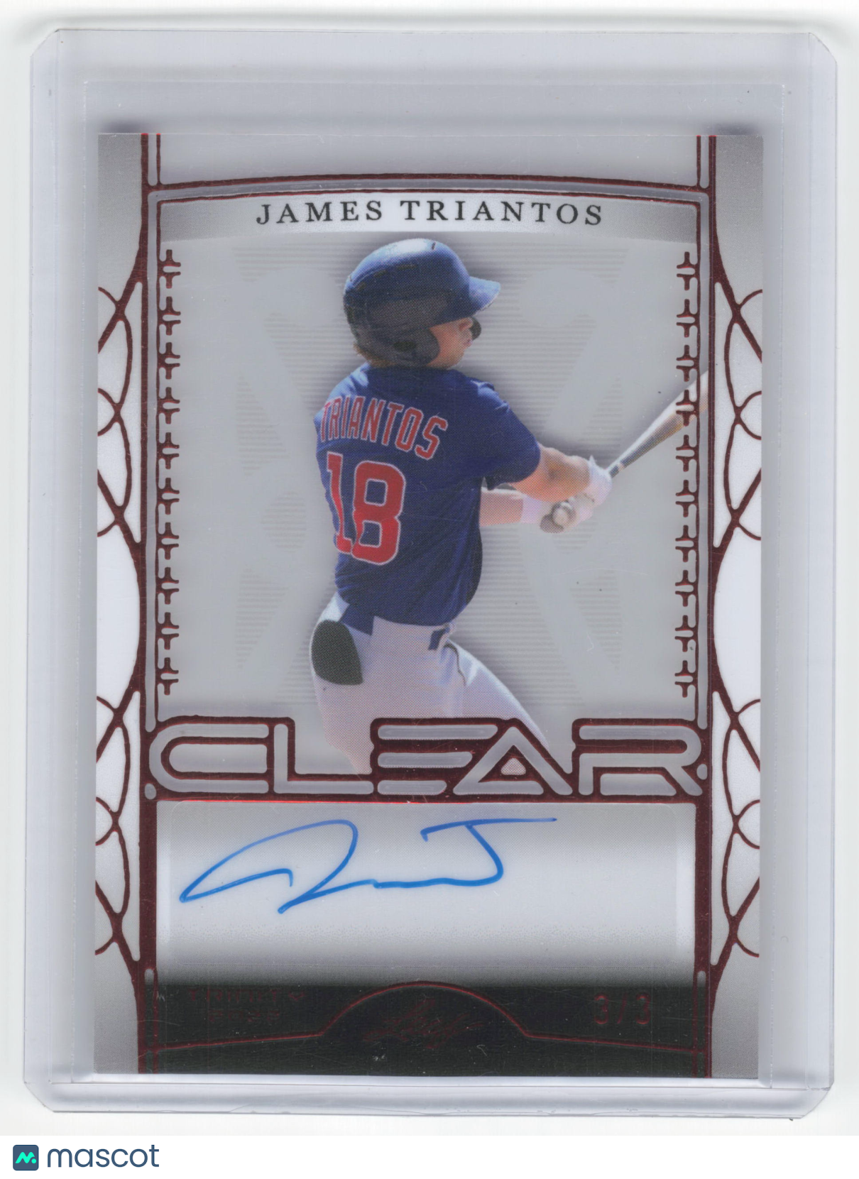 2022 Leaf Clear Baseball James Triantos Autograph Red Foil #CA-JT1 Near Mint