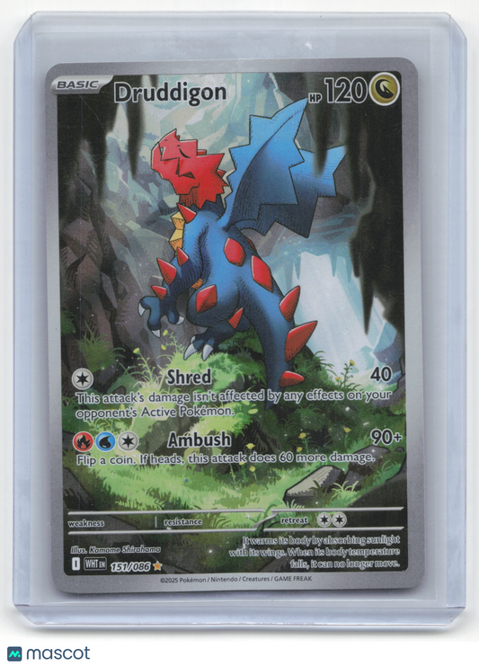 2025 Pokemon Druddigon White Flare Illustration Rare Foil #151/86 Near Mint