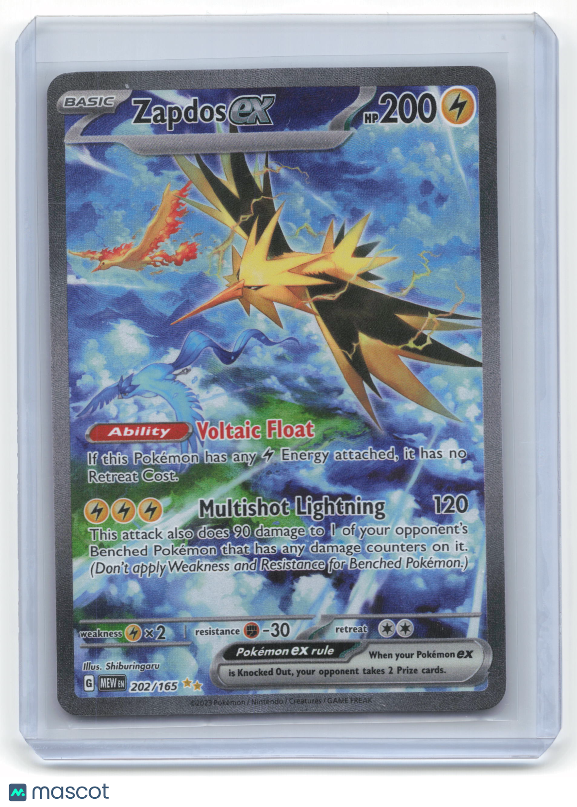 2023 Zapdos EX Pokemon 151 Secret Rare Holo #202/165 Near Mint