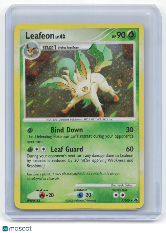2008 Pokemon Leafeon Majestic Dawn Rare Holo #7/100 Lightly Played