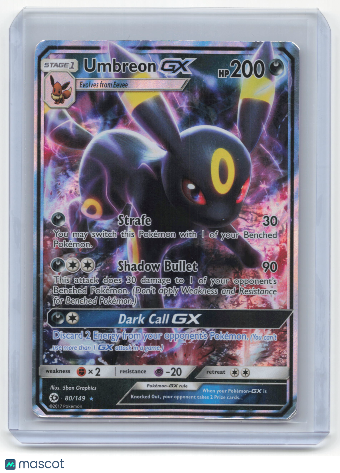 2017 Pokemon Umbreon GX Sun & Moon Rare Holo #80/149 Near Mint