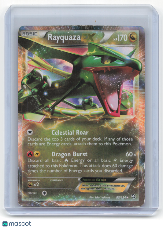 2012 Pokemon Rayquaza EX Dragons Exalted Rare Holo #85/124 Heavily Played