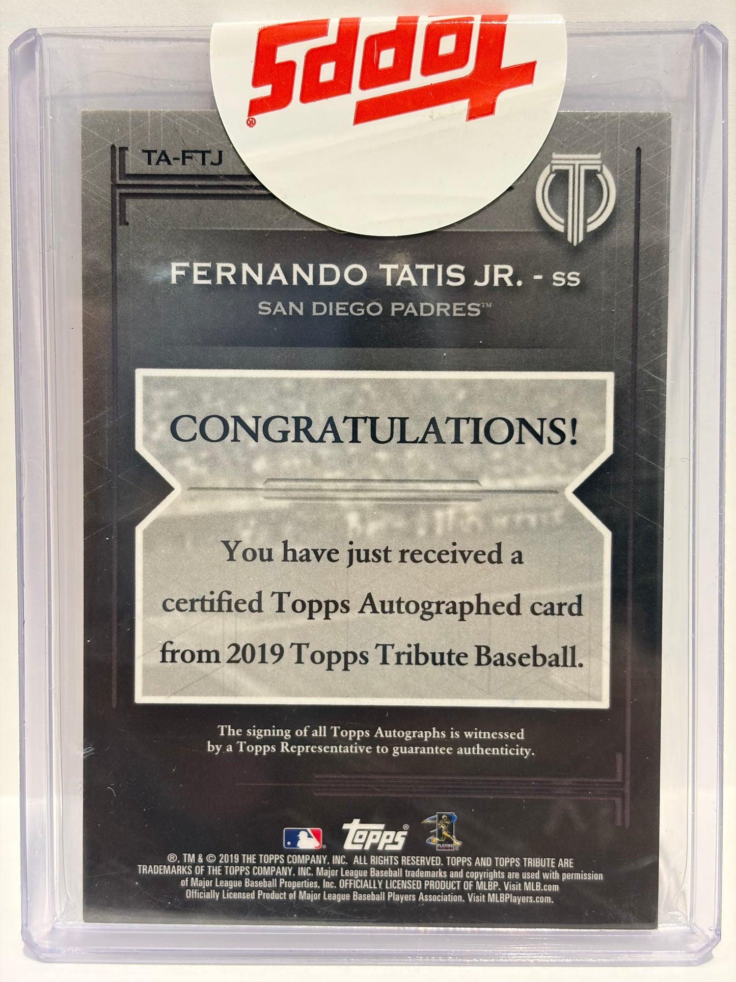 2019 Topps Tribute Fernando Tatis Jr. Auto 43/50 RC Purple #TA-FTJ Near Mint - Papa Joey's Collectibles
