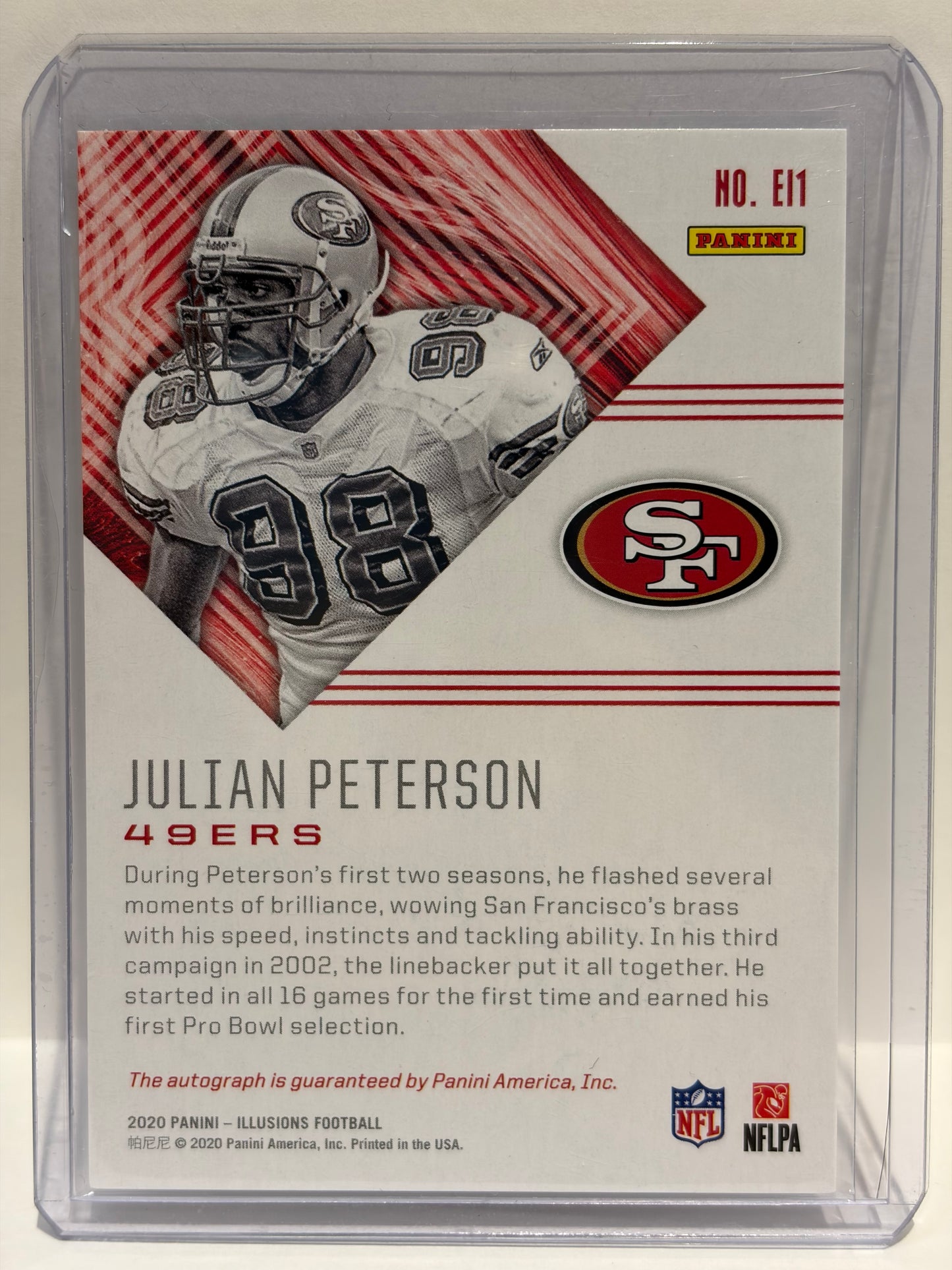 2020 Panini Illusions Elusive Ink Julian Peterson Autograph 50/99 #E11 Near Mint - Papa Joey's Collectibles