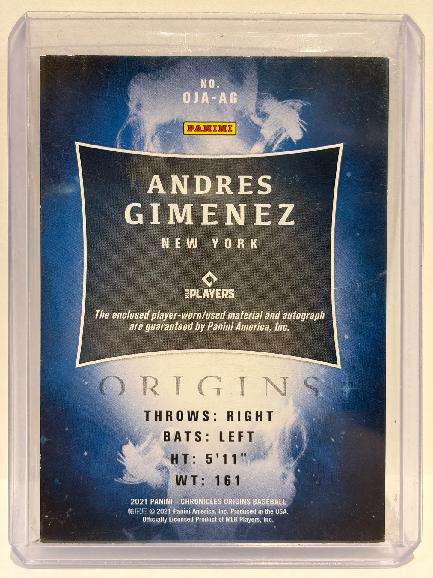 2021 Panini Chronicles Origins Andres Gimenez Auto Patch RC 93/99 #OJA-AG NM - Papa Joey's Collectibles