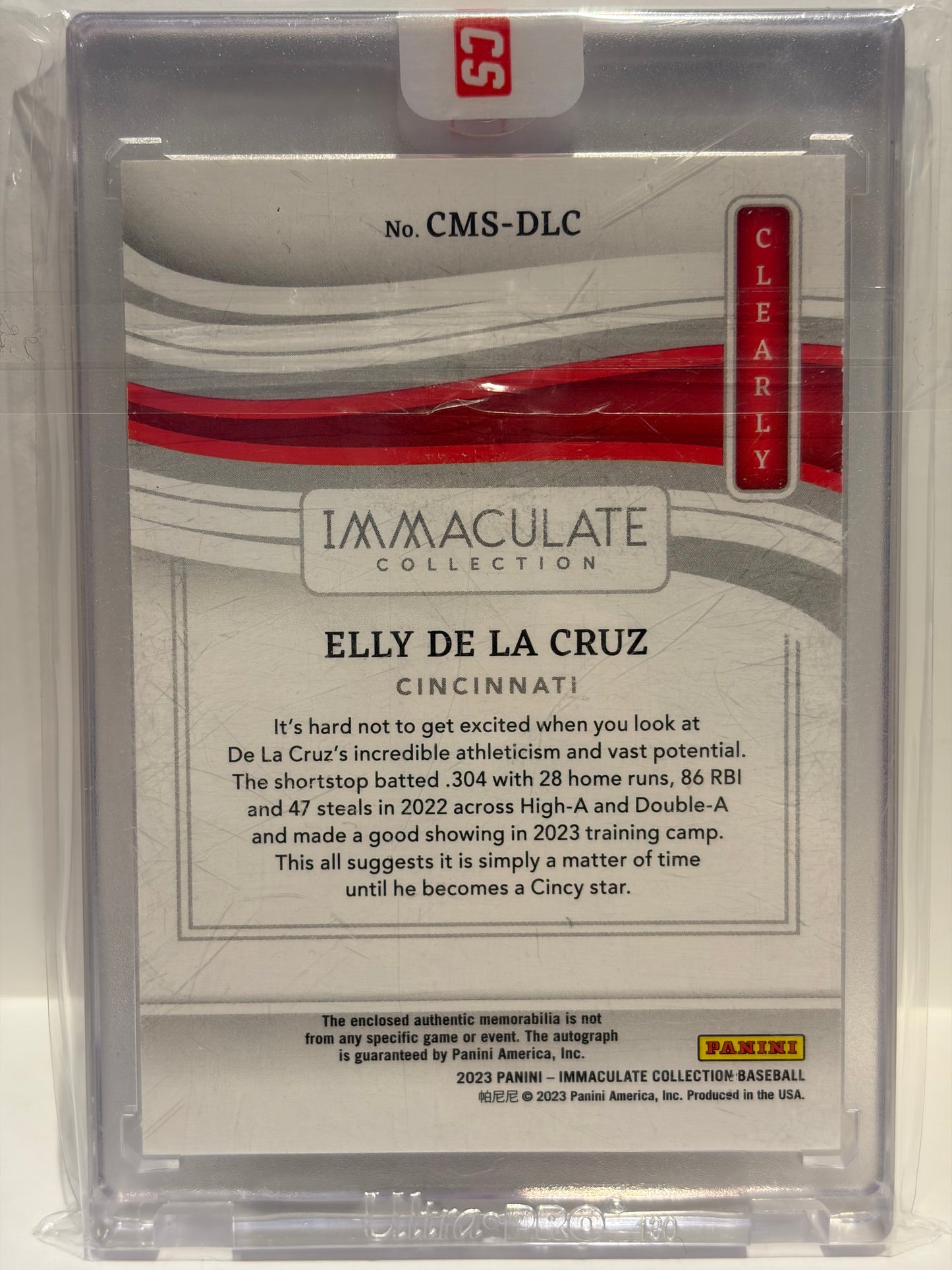 2023 Panini Immaculate Collection Elly De La Cruz Auto Patch 40/49 #CMS-DLC NM - Papa Joey's Collectibles