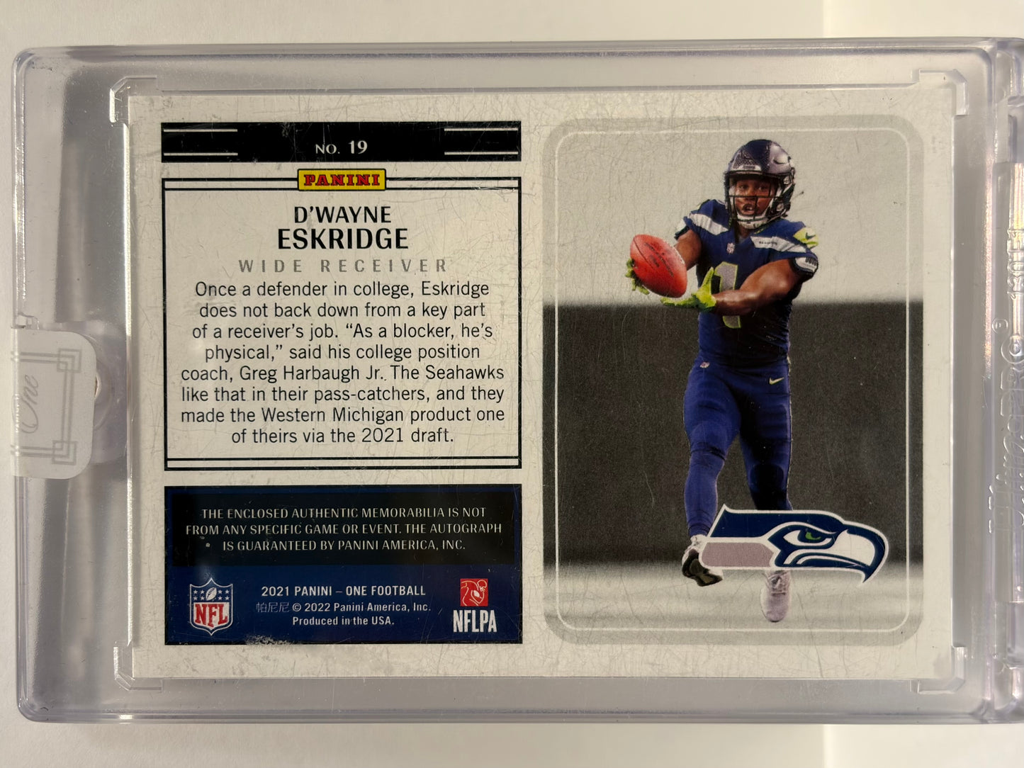 2022 Panini One D'Wayne Eskridge Autograph Patch 028/149 RC #19 Near Mint - Papa Joey's Collectibles