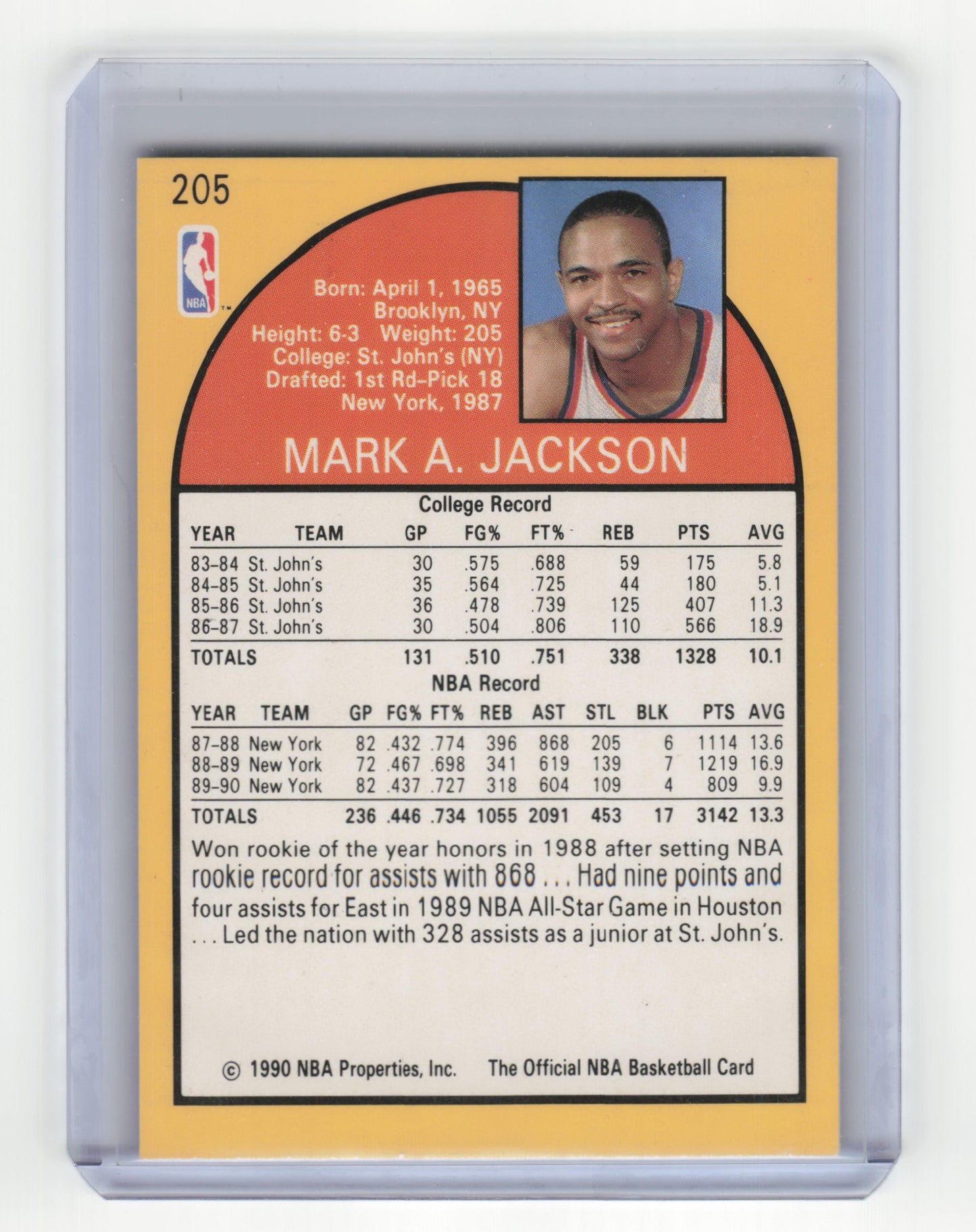 1990-91 Hoops Basketball Mark Jackson #205 Excellent