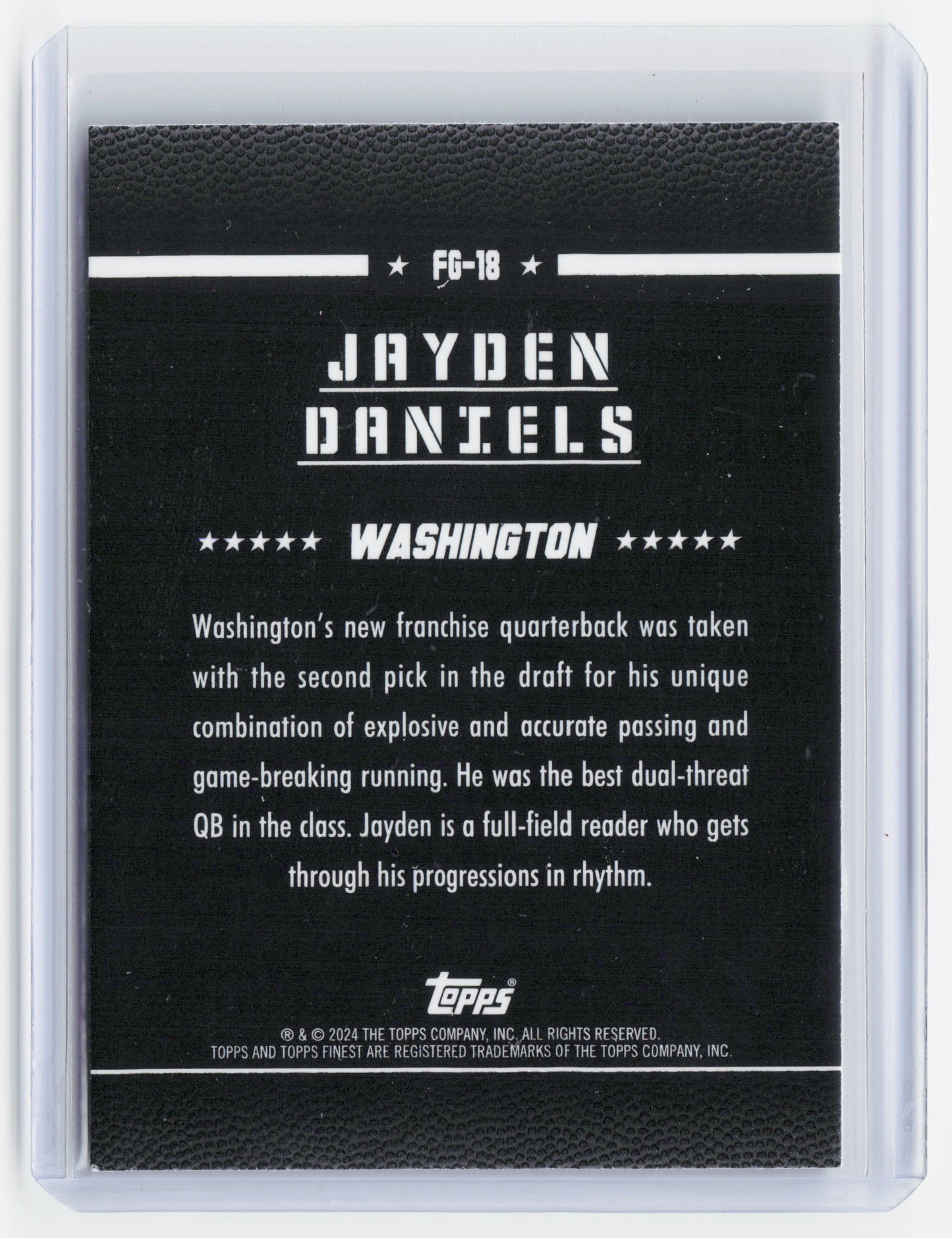 2024 Topps Finest Field Generals Football—Jayden Daniels #FG-18 RC