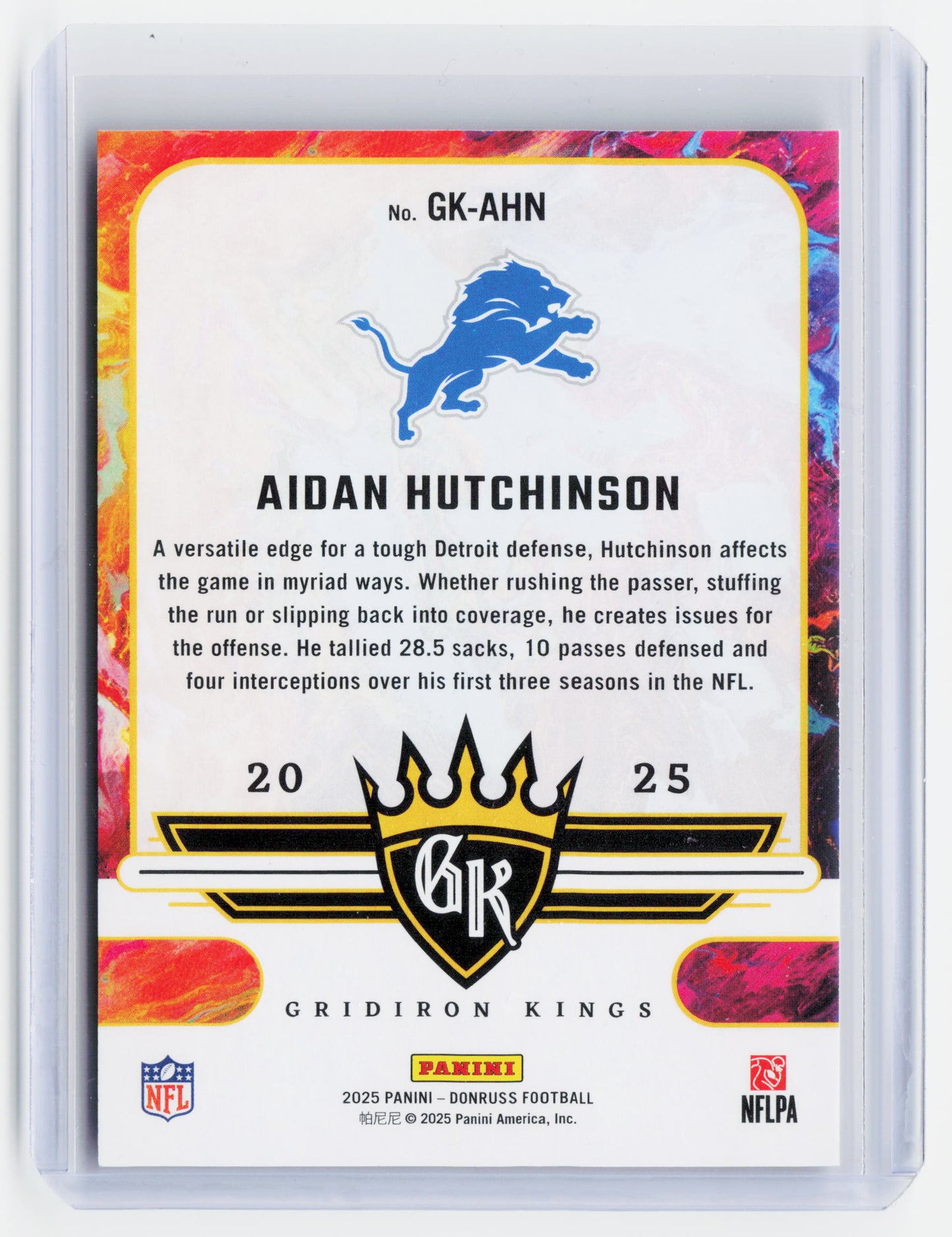 2025 Donruss Gridiron Kings Football—Aidan Hutchinson #GK-AHN Bronze 70/100