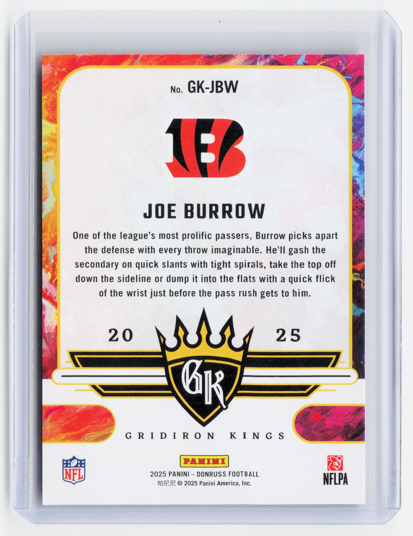 2025 Panini Donruss Gridiron Kings Football—Joe Burrow #GK-JBW Bronze 051/100