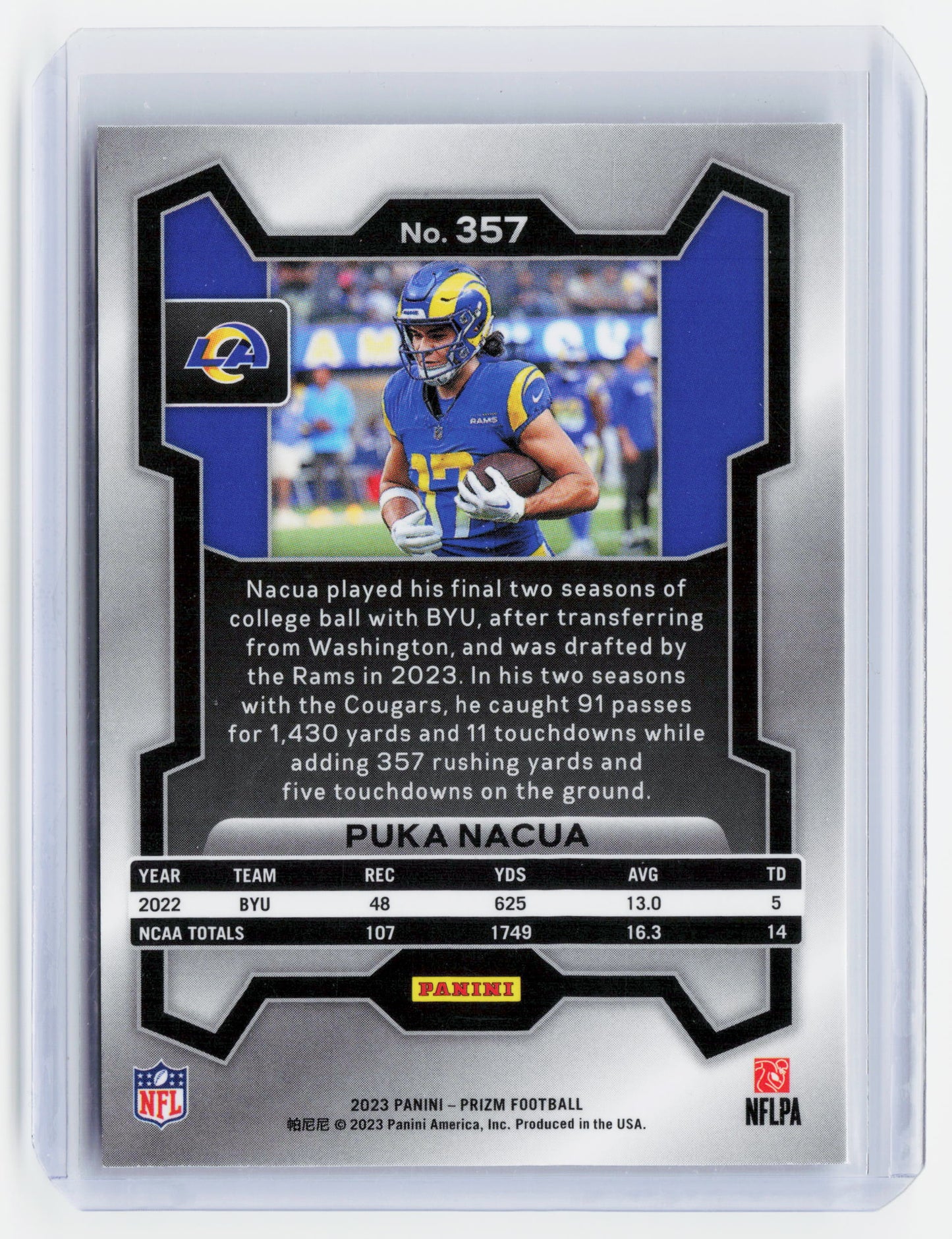 2023 Panini Prizm Football—Puka Nacua #357 RC