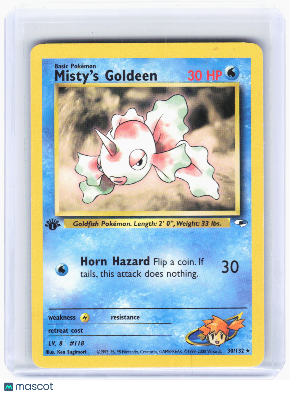 1995 goldeen pokemon card 118 Topsun Nintendo Japanese Green Back F617 Pokemarket Japan Water Colorless Fin Smack (10) Flip 2 coins Pokemon TCG - Goldeen 53/64