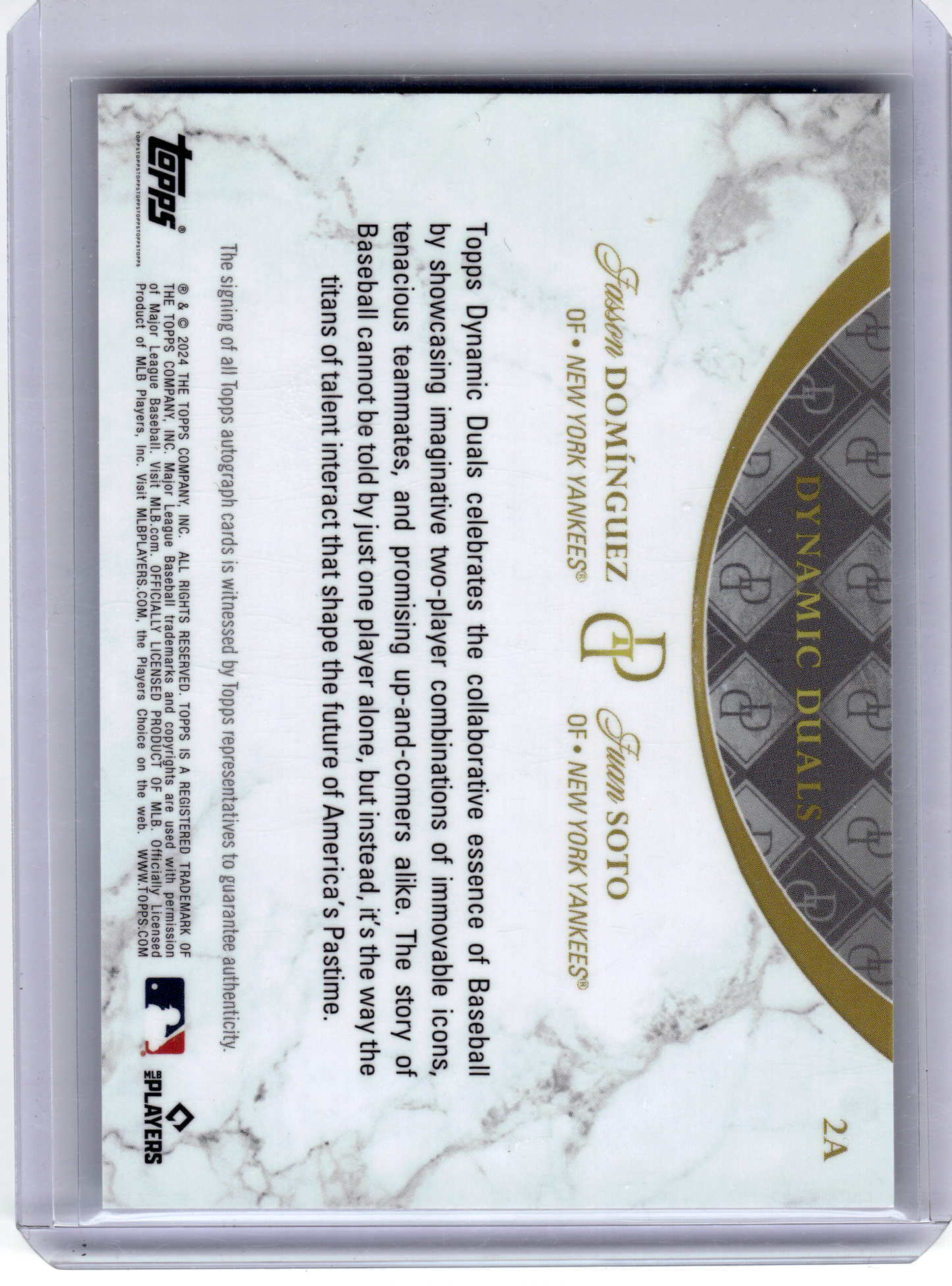 2024 Topps Dynamic Duals Baseball—Jasson Dominguez Juan Soto #2A 4 / 5