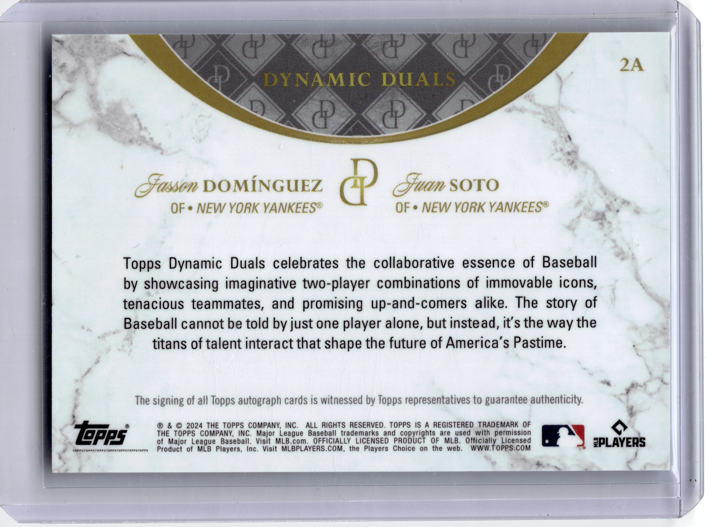 2024 Topps Dynamic Duals Baseball—Jasson Dominguez Juan Soto #2A 4 / 5