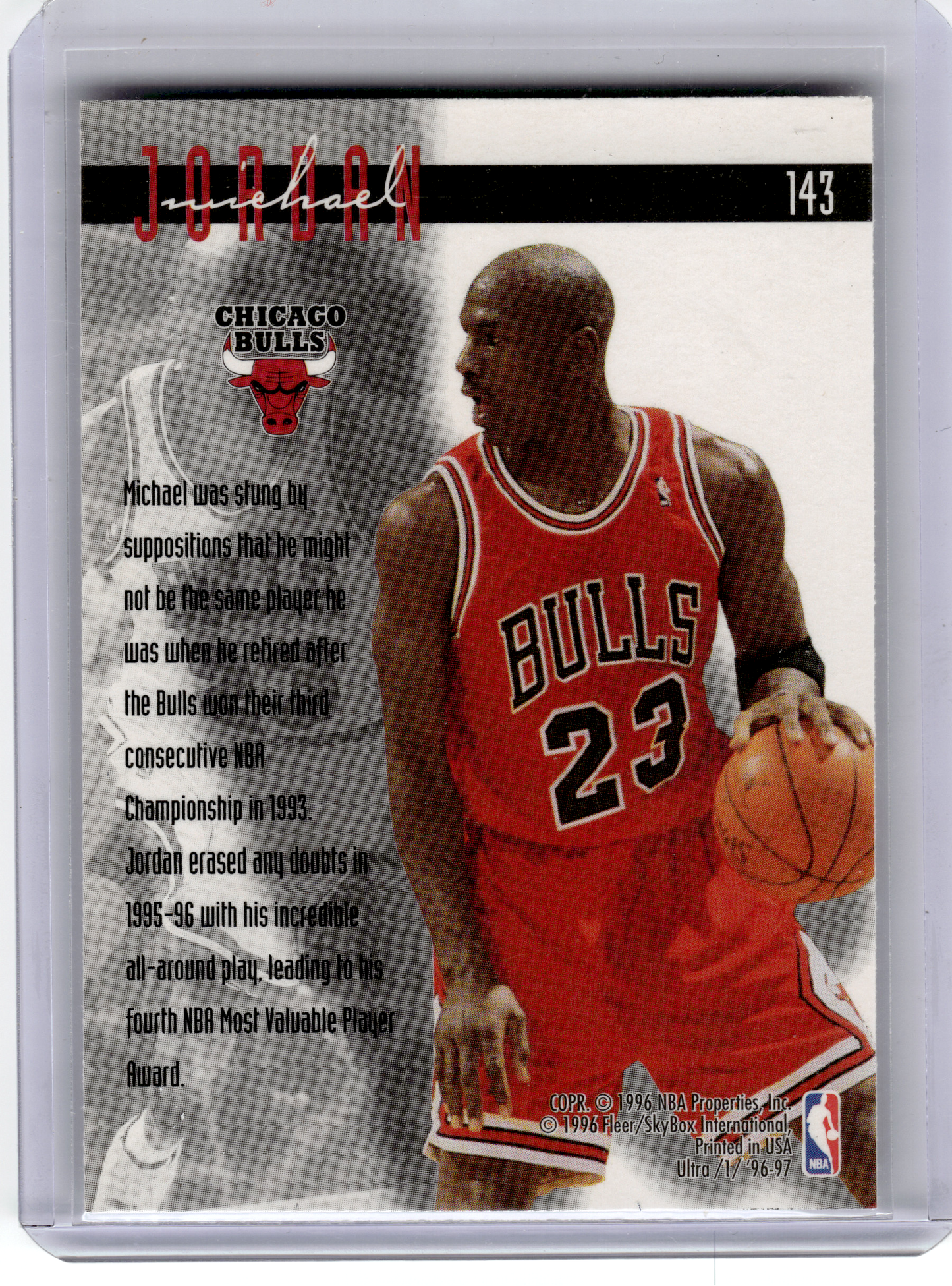 1996 Fleer Ultra Basketball—Michael Jordan #143