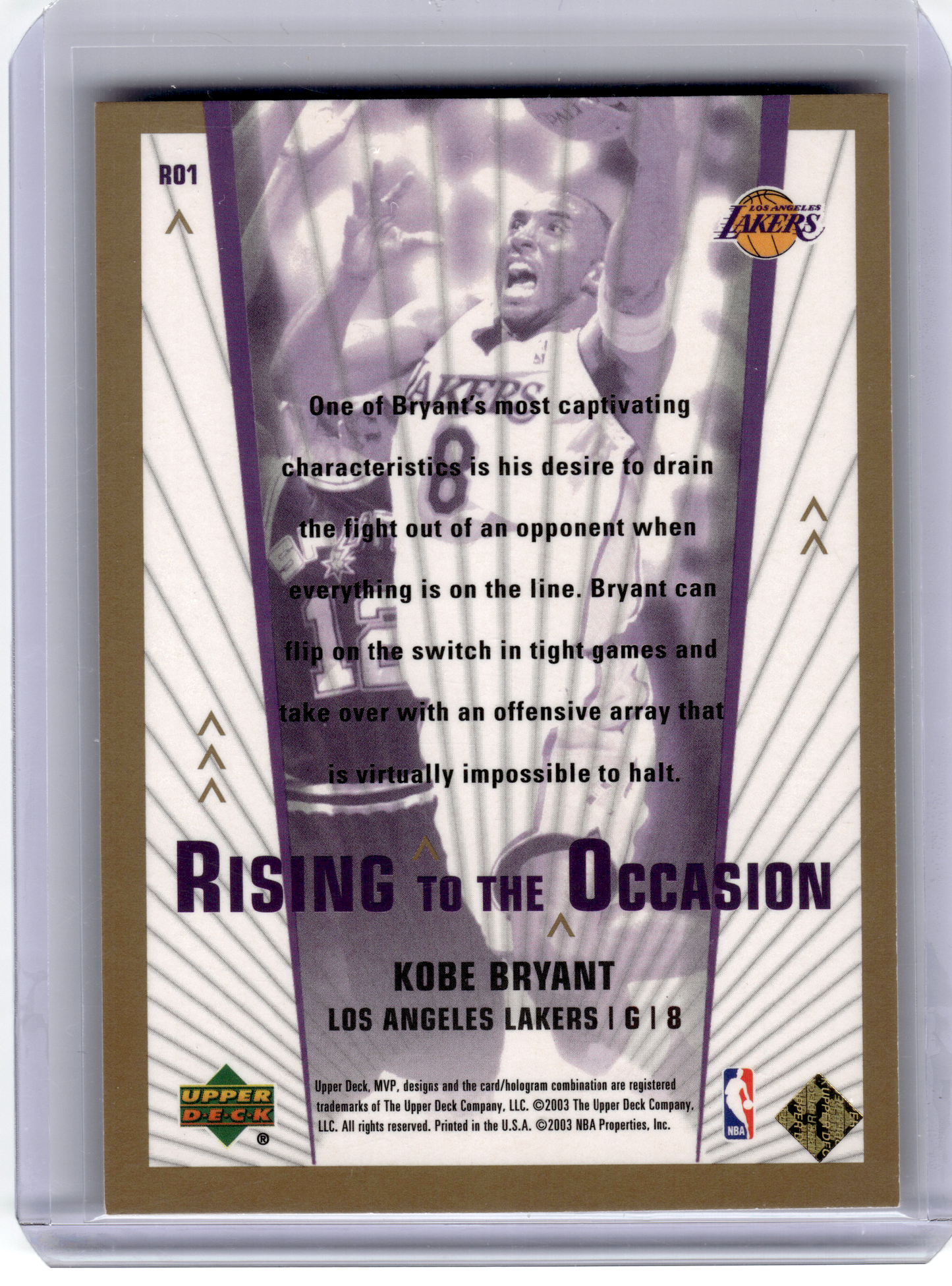 2003 Upper Deck MVP Rising to the Occasion Basketball—Kobe Bryant #R01