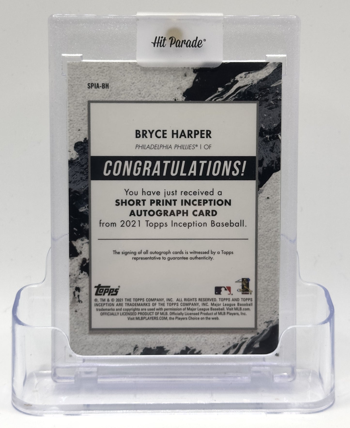 2021 Topps Inception Baseball—Bryce Harper #SPIA-BH 06/10—Near Mint or Better