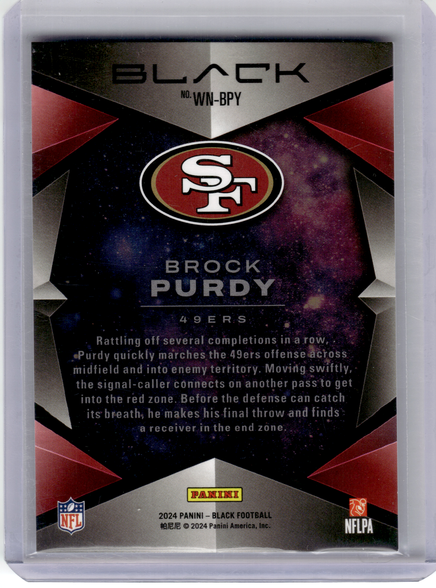 2024 Panini Black Football Football—Brock Purdy #WN-BPY White Night